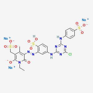 molecular formula C24H20ClN8Na3O11S3 B561068 Trisodium;4-[[4-chloro-6-[3-[[1-ethyl-4-methyl-6-oxido-2-oxo-5-(sulfonatomethyl)pyridin-3-yl]diazenyl]-4-sulfoanilino]-1,3,5-triazin-2-yl]amino]benzenesulfonate CAS No. 106359-90-4