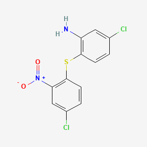 molecular formula C12H8Cl2N2O2S B561123 5-Chloro-2-((4-chloro-2-nitrophenyl)thio)aniline CAS No. 104115-87-9
