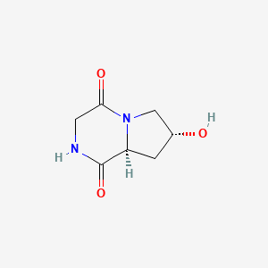 molecular formula C7H10N2O3 B561133 (7R,8aS)-7-hydroxyhexahydropyrrolo[1,2-a]pyrazine-1,4-dione CAS No. 107676-54-0