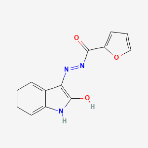 molecular formula C13H9N3O3 B5611795 Furan-2-carboxylic acid (2-oxo-1,2-dihydro-indol-3-ylidene)-hydrazide 
