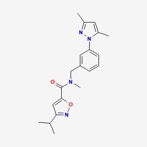 molecular formula C20H24N4O2 B5611831 N-[3-(3,5-dimethyl-1H-pyrazol-1-yl)benzyl]-3-isopropyl-N-methyl-5-isoxazolecarboxamide 