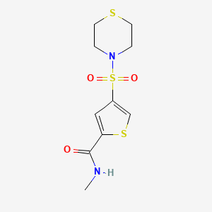 molecular formula C10H14N2O3S3 B5611860 N-methyl-4-(4-thiomorpholinylsulfonyl)-2-thiophenecarboxamide 