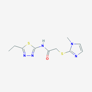 molecular formula C10H13N5OS2 B5611899 N-(5-ethyl-1,3,4-thiadiazol-2-yl)-2-[(1-methyl-1H-imidazol-2-yl)sulfanyl]acetamide 