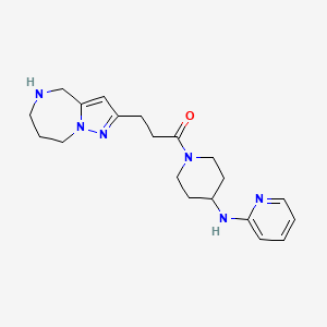molecular formula C20H28N6O B5611961 N-{1-[3-(5,6,7,8-tetrahydro-4H-pyrazolo[1,5-a][1,4]diazepin-2-yl)propanoyl]-4-piperidinyl}-2-pyridinamine dihydrochloride 
