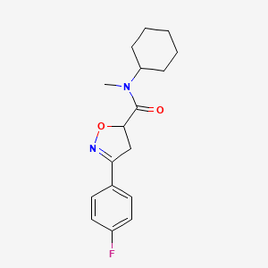 molecular formula C17H21FN2O2 B5611978 N~5~-CYCLOHEXYL-3-(4-FLUOROPHENYL)-N~5~-METHYL-4,5-DIHYDRO-5-ISOXAZOLECARBOXAMIDE 