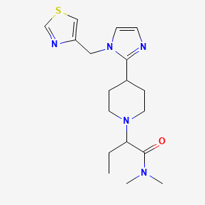 molecular formula C18H27N5OS B5612033 N,N-dimethyl-2-{4-[1-(1,3-thiazol-4-ylmethyl)-1H-imidazol-2-yl]-1-piperidinyl}butanamide 