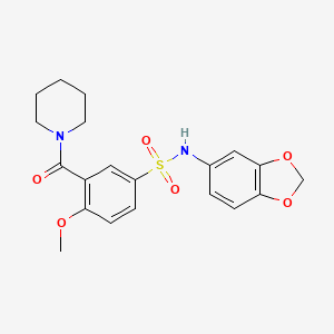 molecular formula C20H22N2O6S B5612065 N-(1,3-benzodioxol-5-yl)-4-methoxy-3-(piperidin-1-ylcarbonyl)benzenesulfonamide 