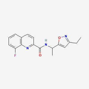 molecular formula C17H16FN3O2 B5612074 N-[1-(3-ethyl-5-isoxazolyl)ethyl]-8-fluoro-2-quinolinecarboxamide 