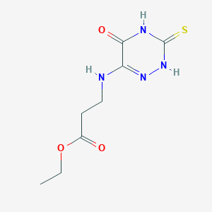 molecular formula C8H12N4O3S B5612103 ethyl 3-[(5-oxo-3-sulfanylidene-2H-1,2,4-triazin-6-yl)amino]propanoate 