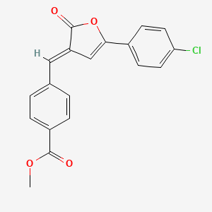 molecular formula C19H13ClO4 B5612593 methyl 4-{(E)-[5-(4-chlorophenyl)-2-oxofuran-3(2H)-ylidene]methyl}benzoate 