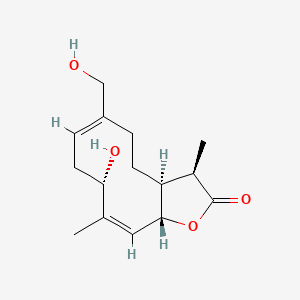 molecular formula C15H22O4 B561268 (3R,3aS,6E,9S,10Z,11aS)-9-hydroxy-6-(hydroxymethyl)-3,10-dimethyl-3a,4,5,8,9,11a-hexahydro-3H-cyclodeca[b]furan-2-one CAS No. 102349-42-8