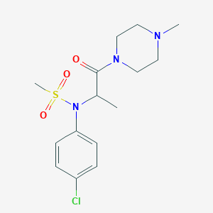 molecular formula C15H22ClN3O3S B5612792 N-(4-chlorophenyl)-N-[1-(4-methylpiperazin-1-yl)-1-oxopropan-2-yl]methanesulfonamide 