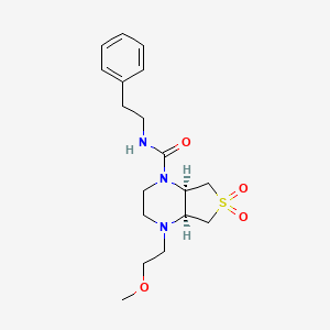 molecular formula C18H27N3O4S B5612814 (4aR,7aS)-1-(2-methoxyethyl)-6,6-dioxo-N-(2-phenylethyl)-2,3,4a,5,7,7a-hexahydrothieno[3,4-b]pyrazine-4-carboxamide 