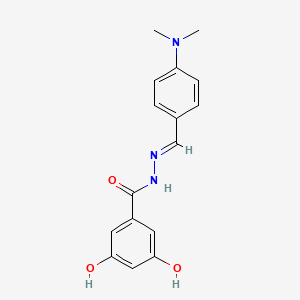 molecular formula C16H17N3O3 B5612878 N-[(E)-[4-(dimethylamino)phenyl]methylideneamino]-3,5-dihydroxybenzamide 