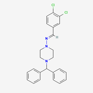 molecular formula C24H23Cl2N3 B5613088 N-(4-benzhydryl-1-piperazinyl)-N-[(E)-(3,4-dichlorophenyl)methylidene]amine 