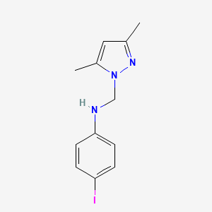 molecular formula C12H14IN3 B5613097 N-[(3,5-dimethylpyrazol-1-yl)methyl]-4-iodoaniline 