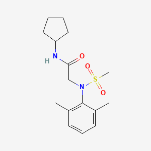 molecular formula C16H24N2O3S B5613171 N-CYCLOPENTYL-2-[N-(2,6-DIMETHYLPHENYL)METHANESULFONAMIDO]ACETAMIDE 