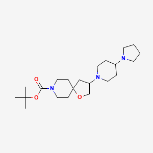 molecular formula C22H39N3O3 B5613195 tert-butyl 3-[4-(1-pyrrolidinyl)-1-piperidinyl]-1-oxa-8-azaspiro[4.5]decane-8-carboxylate 