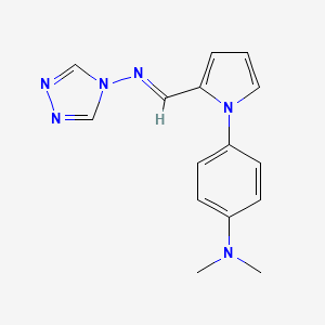 molecular formula C15H16N6 B5613619 N-[(E)-{1-[4-(dimethylamino)phenyl]-1H-pyrrol-2-yl}methylidene]-4H-1,2,4-triazol-4-amine 