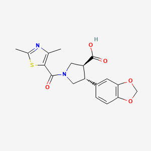 molecular formula C18H18N2O5S B5614073 (3S,4R)-4-(1,3-benzodioxol-5-yl)-1-(2,4-dimethyl-1,3-thiazole-5-carbonyl)pyrrolidine-3-carboxylic acid 