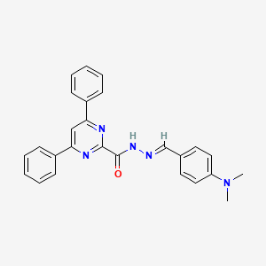 molecular formula C26H23N5O B5614475 N-[(E)-[4-(dimethylamino)phenyl]methylideneamino]-4,6-diphenylpyrimidine-2-carboxamide 