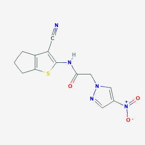 molecular formula C13H11N5O3S B5614641 N-{3-CYANO-4H5H6H-CYCLOPENTA[B]THIOPHEN-2-YL}-2-(4-NITRO-1H-PYRAZOL-1-YL)ACETAMIDE 