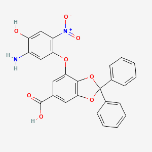 molecular formula C26H18N2O8 B561466 7-(5-Amino-4-hydroxy-2-nitrophenoxy)-2,2-diphenyl-2H-1,3-benzodioxole-5-carboxylic acid CAS No. 109059-92-9