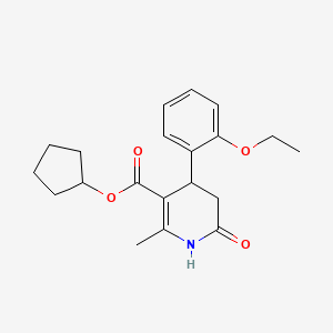 molecular formula C20H25NO4 B5614887 Cyclopentyl 4-(2-ethoxyphenyl)-2-methyl-6-oxo-1,4,5,6-tetrahydropyridine-3-carboxylate 