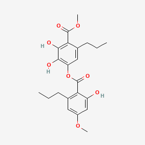 molecular formula C22H26O8 B561528 Methyl 2,3-dihydroxy-4-[(2-hydroxy-4-methoxy-6-propylbenzoyl)oxy]-6-propylbenzoate CAS No. 103142-15-0