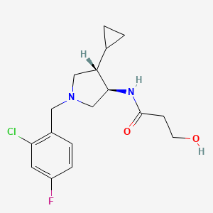 molecular formula C17H22ClFN2O2 B5615619 N-[(3R,4S)-1-[(2-chloro-4-fluorophenyl)methyl]-4-cyclopropylpyrrolidin-3-yl]-3-hydroxypropanamide 