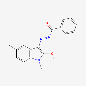 molecular formula C17H15N3O2 B5615662 N'-[(3Z)-1,5-DIMETHYL-2-OXO-2,3-DIHYDRO-1H-INDOL-3-YLIDENE]BENZOHYDRAZIDE 