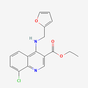 molecular formula C17H15ClN2O3 B5616013 Ethyl 8-chloro-4-(furan-2-ylmethylamino)quinoline-3-carboxylate 