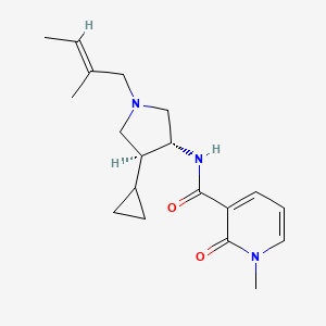 molecular formula C19H27N3O2 B5616195 N-[(3R,4S)-4-cyclopropyl-1-[(E)-2-methylbut-2-enyl]pyrrolidin-3-yl]-1-methyl-2-oxopyridine-3-carboxamide 