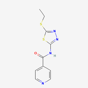 molecular formula C10H10N4OS2 B5616200 N-[5-(ethylsulfanyl)-1,3,4-thiadiazol-2-yl]pyridine-4-carboxamide 