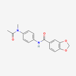 molecular formula C17H16N2O4 B5616603 N-[4-(N-METHYLACETAMIDO)PHENYL]-2H-1,3-BENZODIOXOLE-5-CARBOXAMIDE 