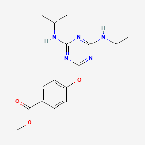 molecular formula C17H23N5O3 B5616905 Methyl 4-[[4,6-bis(propan-2-ylamino)-1,3,5-triazin-2-yl]oxy]benzoate 