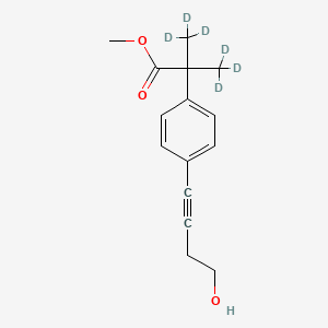 molecular formula C15H18O3 B561728 4-(4-Hydroxy-1-butynl)-alpha,alpha-di-(methyl-D3)-benzeneacetic Acid, Methyl Ester CAS No. 1020719-49-6