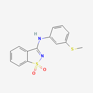 molecular formula C14H12N2O2S2 B5617511 N-[3-(methylsulfanyl)phenyl]-1,2-benzothiazol-3-amine 1,1-dioxide 