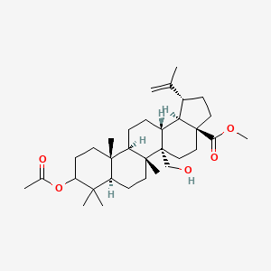 molecular formula C33H52O5 B561755 methyl (1R,3aS,5aS,5bR,7aR,11aR,11bR,13aR,13bR)-9-acetyloxy-5a-(hydroxymethyl)-5b,8,8,11a-tetramethyl-1-prop-1-en-2-yl-1,2,3,4,5,6,7,7a,9,10,11,11b,12,13,13a,13b-hexadecahydrocyclopenta[a]chrysene-3a-carboxylate CAS No. 263844-80-0
