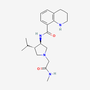 molecular formula C20H30N4O2 B5617986 N-[(3R,4S)-1-[2-(methylamino)-2-oxoethyl]-4-propan-2-ylpyrrolidin-3-yl]-1,2,3,4-tetrahydroquinoline-8-carboxamide 