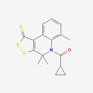 molecular formula C17H17NOS3 B5618826 cyclopropyl(4,4,6-trimethyl-1-thioxo-1,4-dihydro-5H-[1,2]dithiolo[3,4-c]quinolin-5-yl)methanone 
