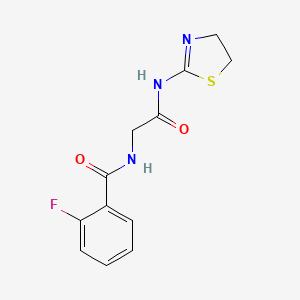 molecular formula C12H12FN3O2S B5619173 N-[2-(4,5-dihydro-1,3-thiazol-2-ylamino)-2-oxoethyl]-2-fluorobenzamide 