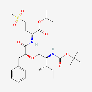 molecular formula C28H46N2O8S B561922 propan-2-yl (2S)-2-[[(2S)-2-[(2S,3S)-3-methyl-2-[(2-methylpropan-2-yl)oxycarbonylamino]pentoxy]-3-phenylpropanoyl]amino]-4-methylsulfonylbutanoate CAS No. 1356016-69-7