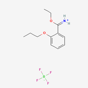 molecular formula C12H18BF4NO2 B561930 Ethoxy(2-propoxyphenyl)methaniminium tetrafluoroborate CAS No. 63874-25-9
