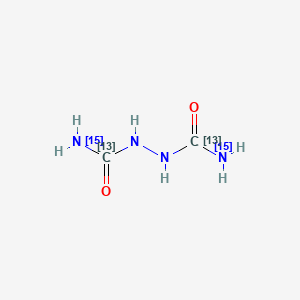 molecular formula C2H6N4O2 B561937 1,2-Hydrazinedicarboxamide-13C2,15N2 CAS No. 1189730-21-9
