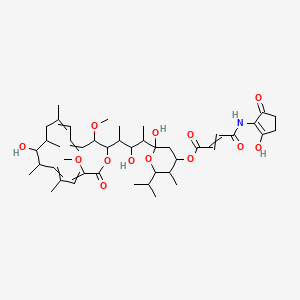 molecular formula C44H65NO13 B561968 [(2R,4R,5S,6R)-2-Hydroxy-2-[(2S,3R,4S)-3-hydroxy-4-[(2R,3S,4E,6E,9S,10S,11R,12E,14Z)-10-hydroxy-3,15-dimethoxy-7,9,11,13-tetramethyl-16-oxo-1-oxacyclohexadeca-4,6,12,14-tetraen-2-yl]pentan-2-yl]-5-methyl-6-propan-2-yloxan-4-yl] (E)-4-[(2-hydroxy-5-oxocyclopenten-1-yl)amino]-4-oxobut-2-enoate CAS No. 88899-56-3