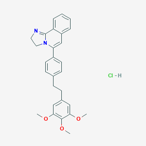 molecular formula C28H28N2O3.ClH B056199 Imidazo(2,1-a)isoquinoline, 2,3-dihydro-5-(4-(2-(3,4,5-trimethoxyphenyl)ethyl)phenyl)-, monohydrochloride CAS No. 115622-31-6