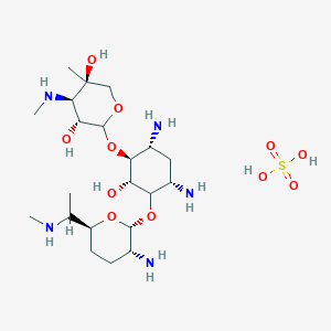 molecular formula C60H125N15O25S B000562 (3R,4R,5R)-2-[(1S,2S,4S,6R)-4,6-Diamino-3-[(2R,3R,6S)-3-amino-6-[1-(methylamino)ethyl]oxan-2-yl]oxy-2-hydroxycyclohexyl]oxy-5-methyl-4-(methylamino)oxane-3,5-diol;sulfuric acid CAS No. 1405-41-0