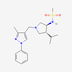 molecular formula C19H28N4O2S B5620117 N-[(3S,4R)-1-[(3-methyl-1-phenylpyrazol-4-yl)methyl]-4-propan-2-ylpyrrolidin-3-yl]methanesulfonamide 