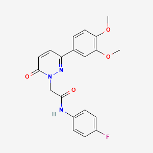 molecular formula C20H18FN3O4 B5620830 2-(3-(3,4-dimethoxyphenyl)-6-oxopyridazin-1(6H)-yl)-N-(4-fluorophenyl)acetamide 